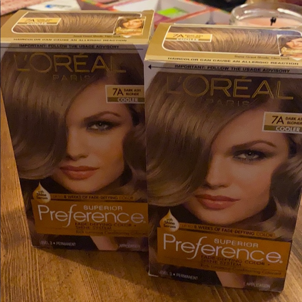 Two boxes of dark ash blonde hair dye